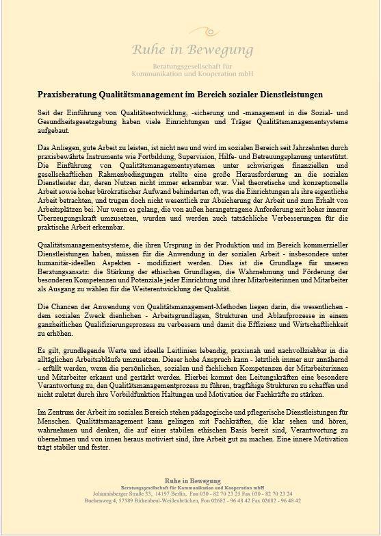 Praxisberatung Qualitätsmanagement